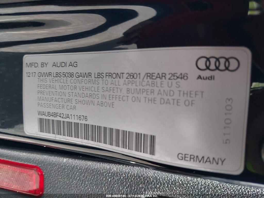 WAUB4BF42JA111676 2018 AUDI S4 photo no. 9