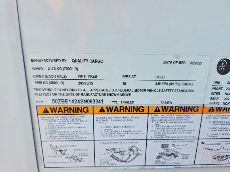 2025 QUALITY CARGO 7X14TA ENCLOSED CARGO TRAILER — Фото 8 из 8