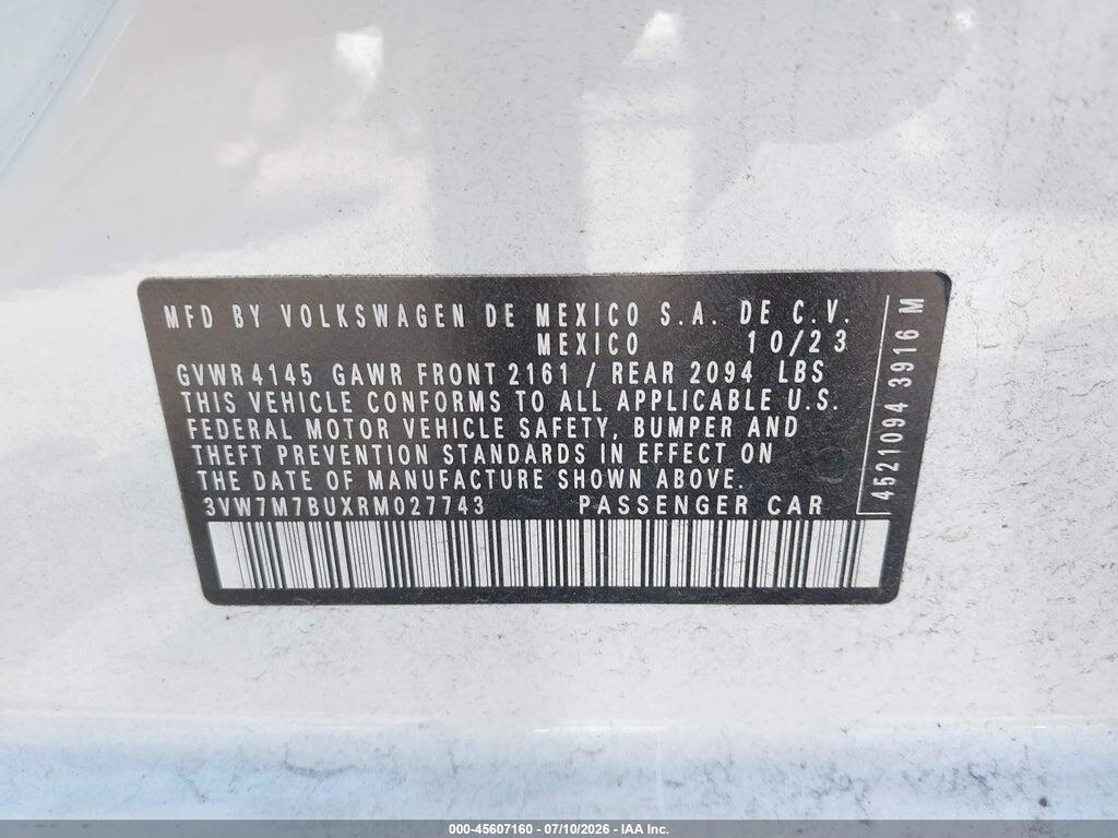 3VW7M7BUXRM027743 2024 VOLKSWAGEN JETTA photo no. 9