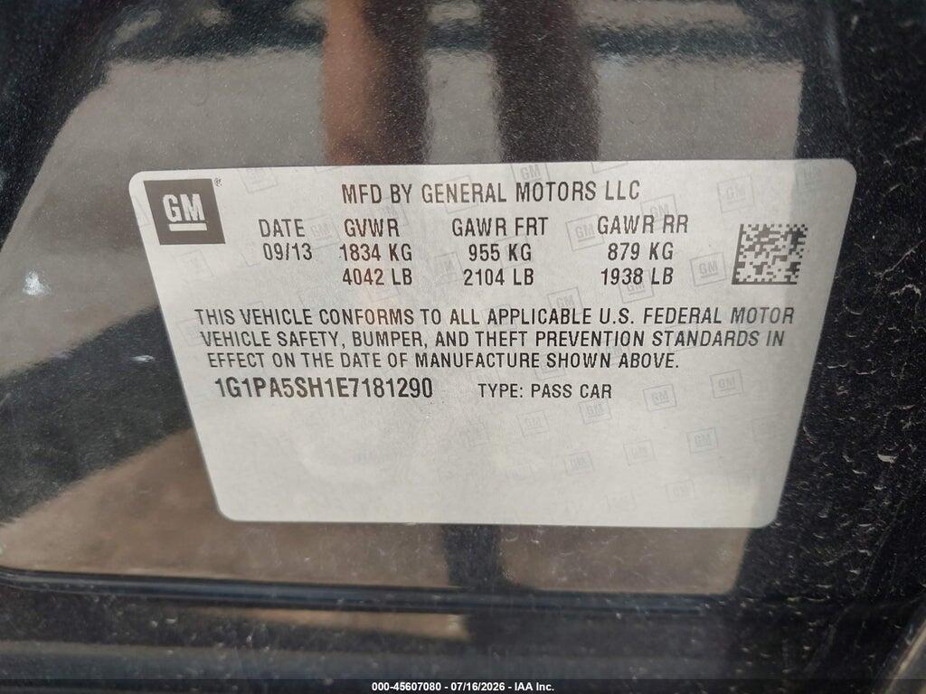 1G1PA5SH1E7181290 2014 CHEVROLET CRUZE photo no. 9