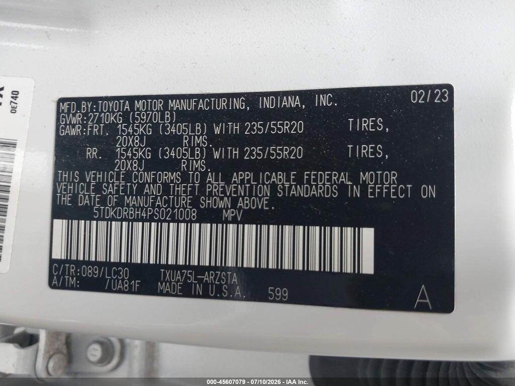 5TDKDRBH4PS021008 2023 TOYOTA HIGHLANDER photo no. 9