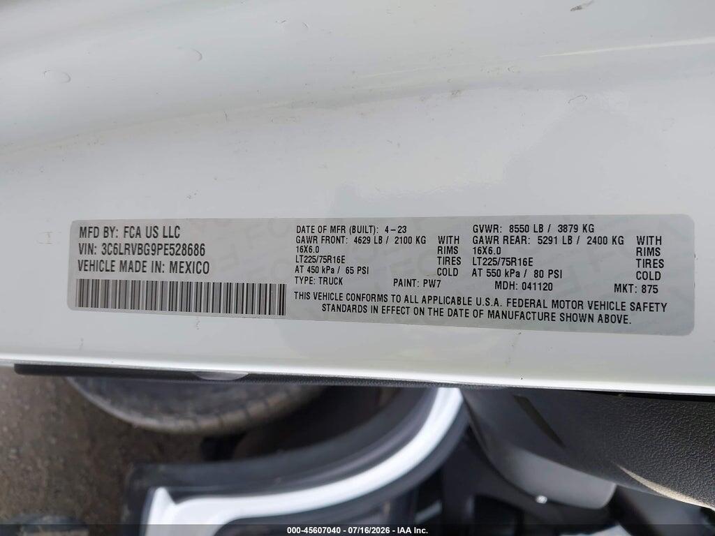 3C6LRVBG9PE528686 2023 RAM PROMASTER 1500 photo no. 9