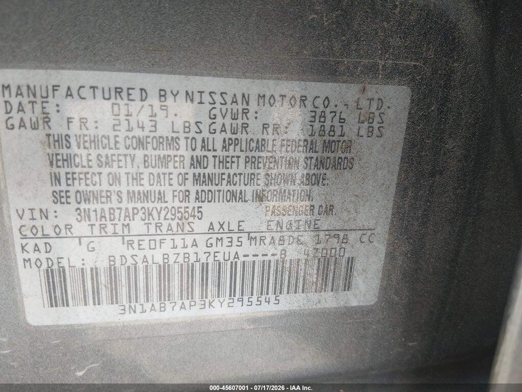 3N1AB7AP3KY295545 2019 NISSAN SENTRA photo no. 9