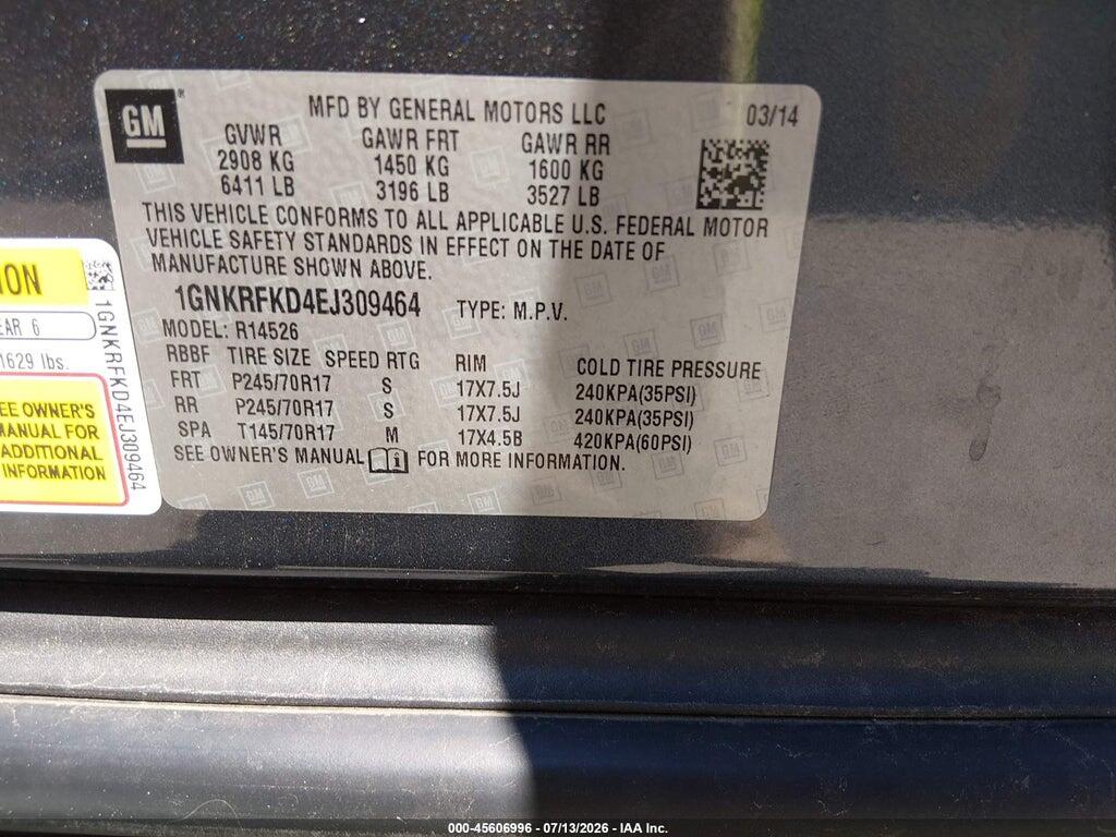 1GNKRFKD4EJ309464 2014 CHEVROLET TRAVERSE photo no. 9