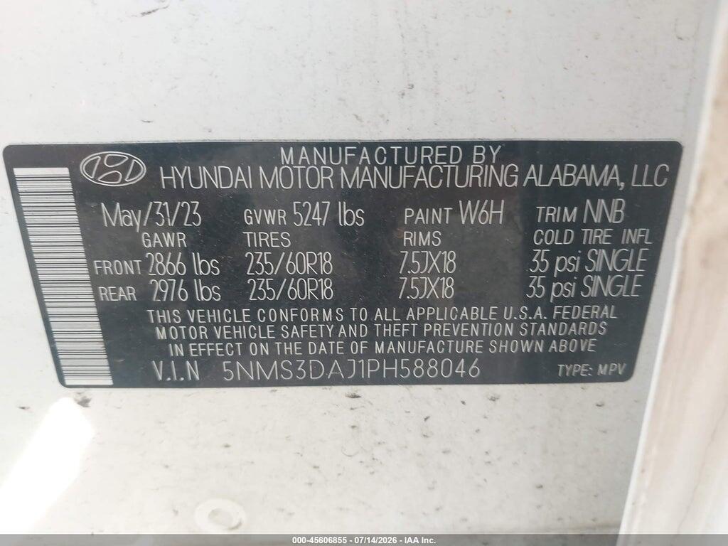 5NMS3DAJ1PH588046 2023 HYUNDAI SANTA FE photo no. 9