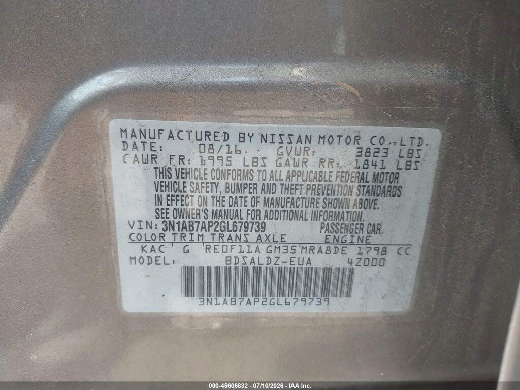 3N1AB7AP2GL679739 2016 NISSAN SENTRA photo no. 9