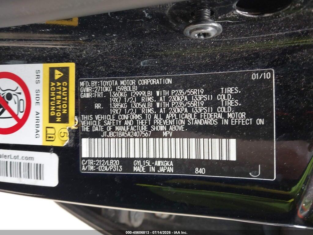 JTJBC1BA5A2407567 2010 LEXUS RX 450H photo no. 9