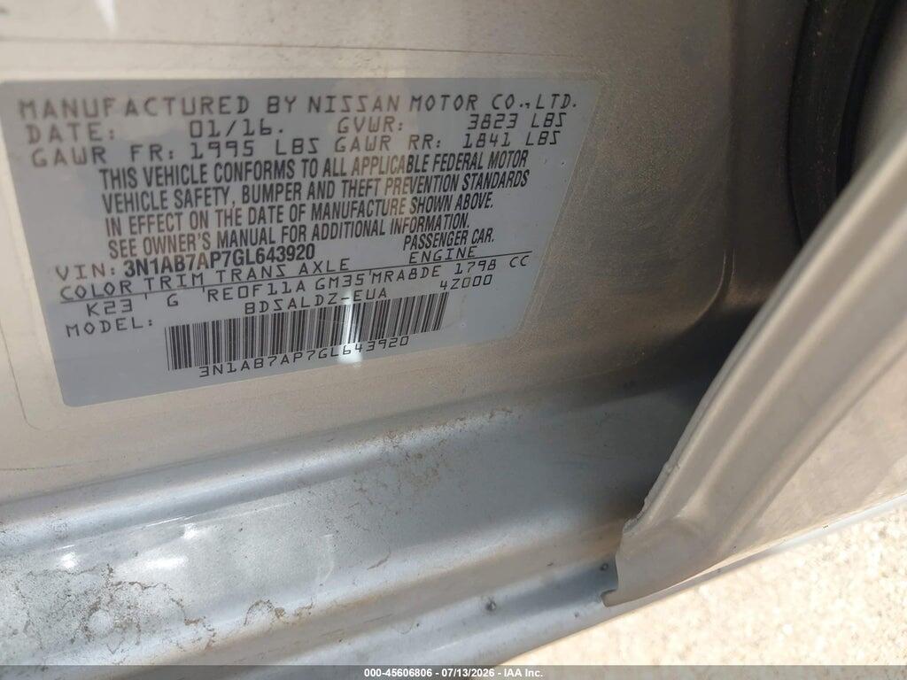3N1AB7AP7GL643920 2016 NISSAN SENTRA photo no. 9