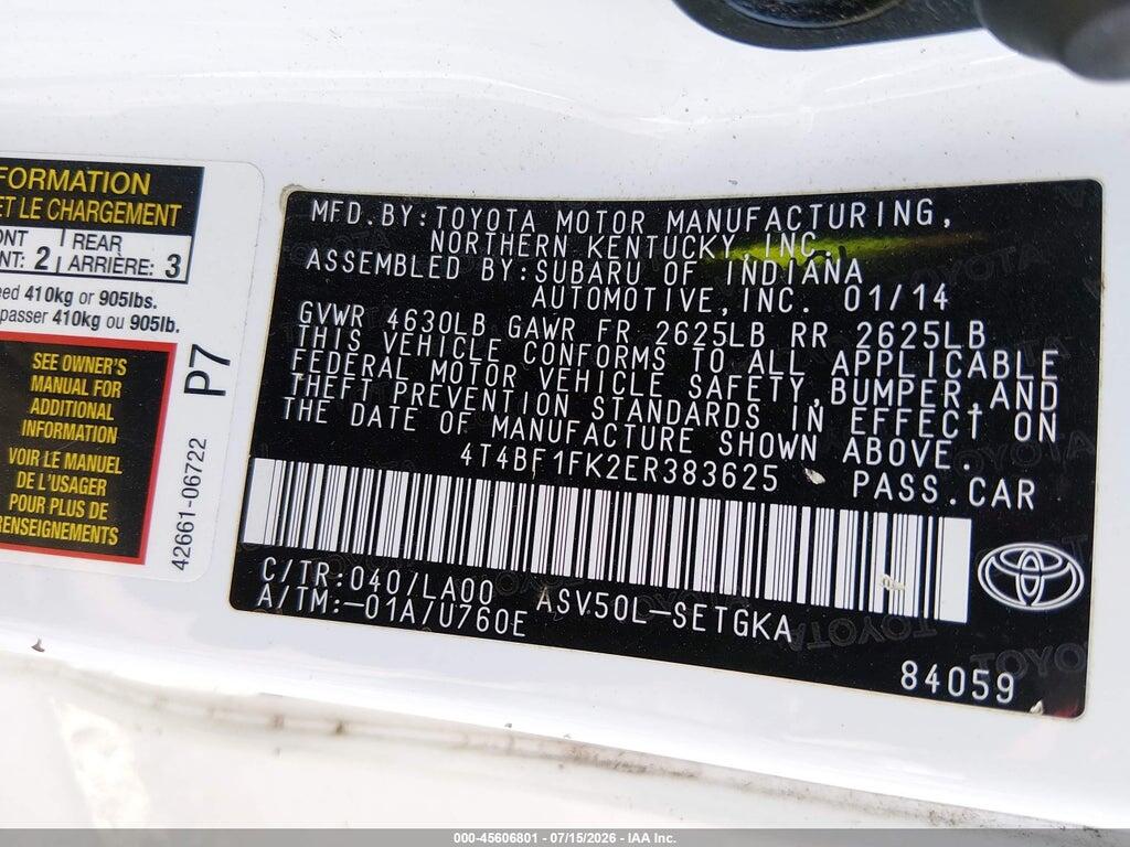 4T4BF1FK2ER383625 2014 TOYOTA CAMRY photo no. 9