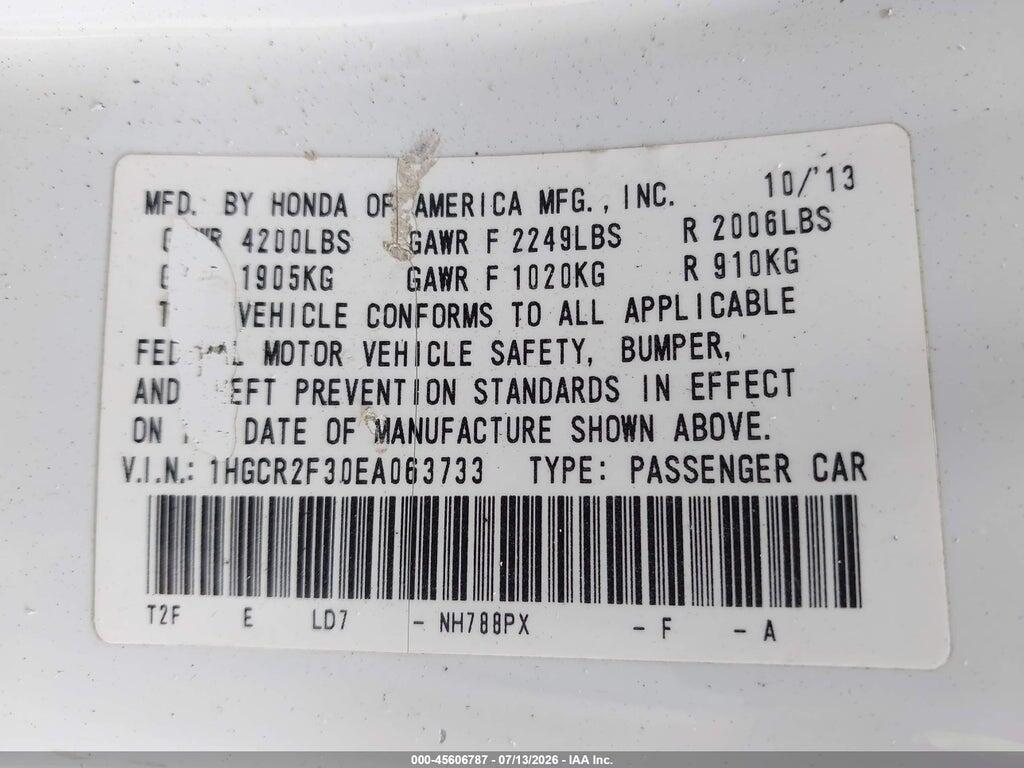 1HGCR2F30EA063733 2014 HONDA ACCORD photo no. 9