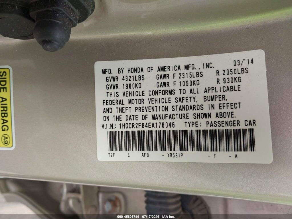 1HGCR2F84EA176046 2014 HONDA ACCORD photo no. 9