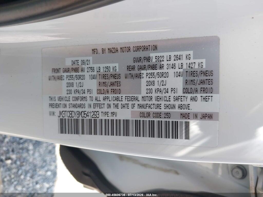 JM3TCBDY8M0541293 2021 MAZDA CX-9 photo no. 9