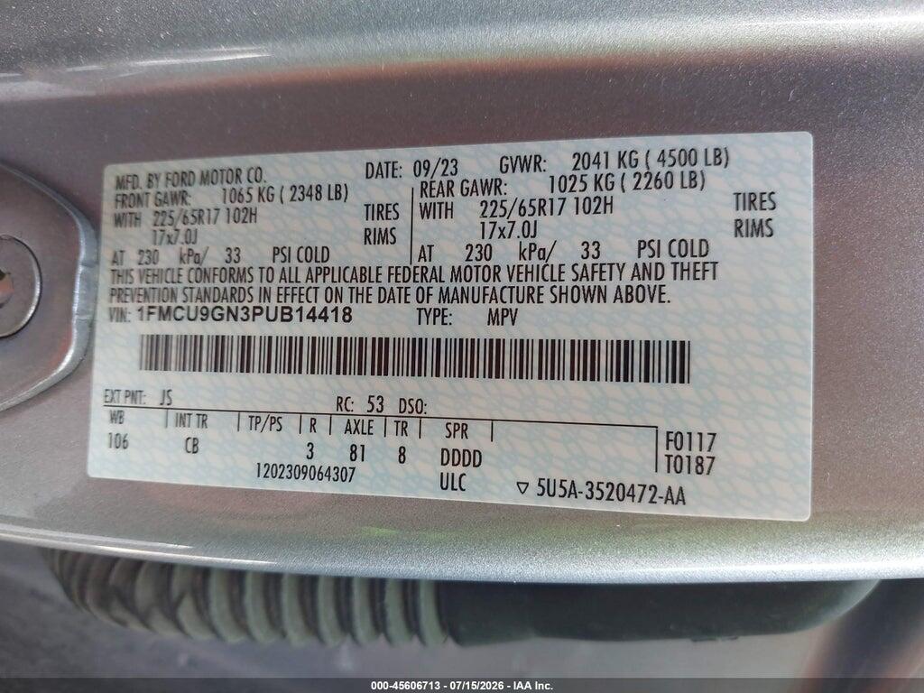 1FMCU9GN3PUB14418 2023 FORD ESCAPE photo no. 9