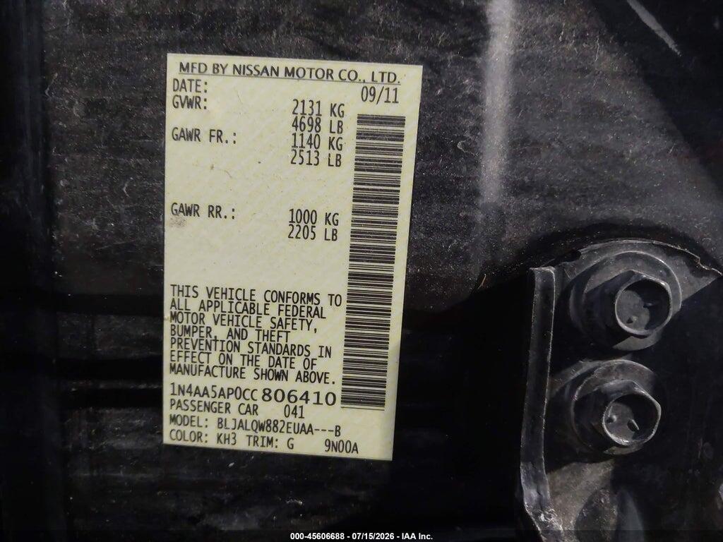 1N4AA5AP0CC806410 2012 NISSAN MAXIMA photo no. 9