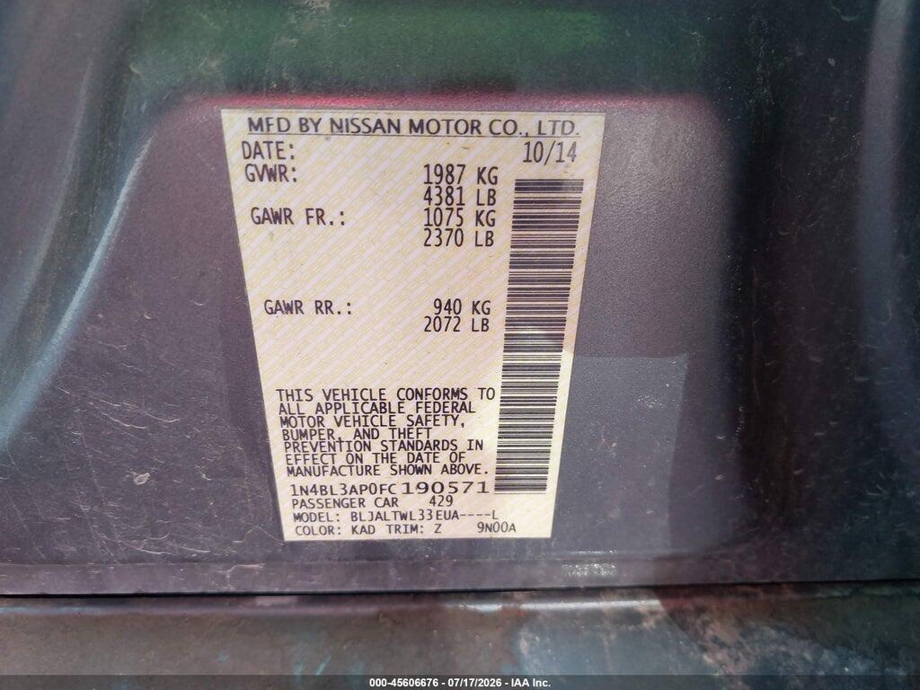 1N4BL3AP0FC190571 2015 NISSAN ALTIMA photo no. 9