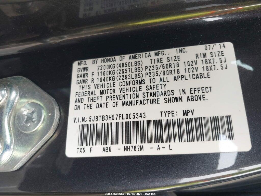 5J8TB3H57FL005343 2015 ACURA RDX photo no. 9