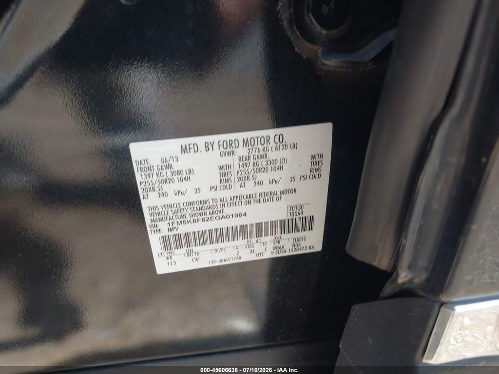 1FM5K8F82EGA01964 2014 FORD EXPLORER photo no. 9