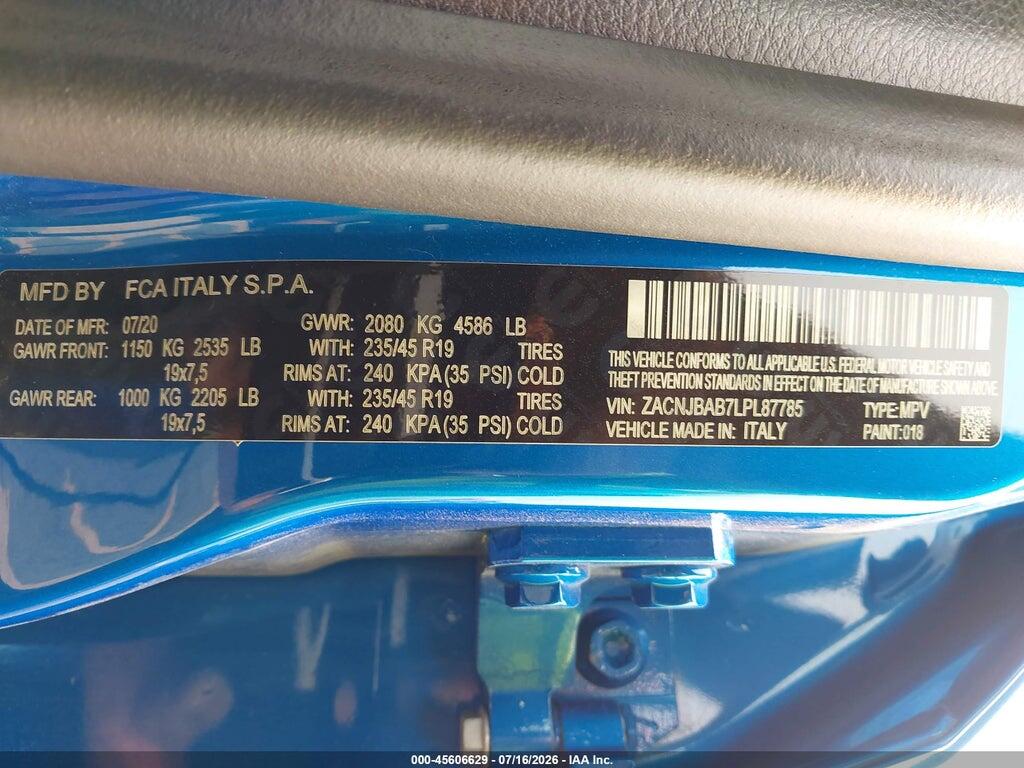 ZACNJBAB7LPL87785 2020 JEEP RENEGADE photo no. 9