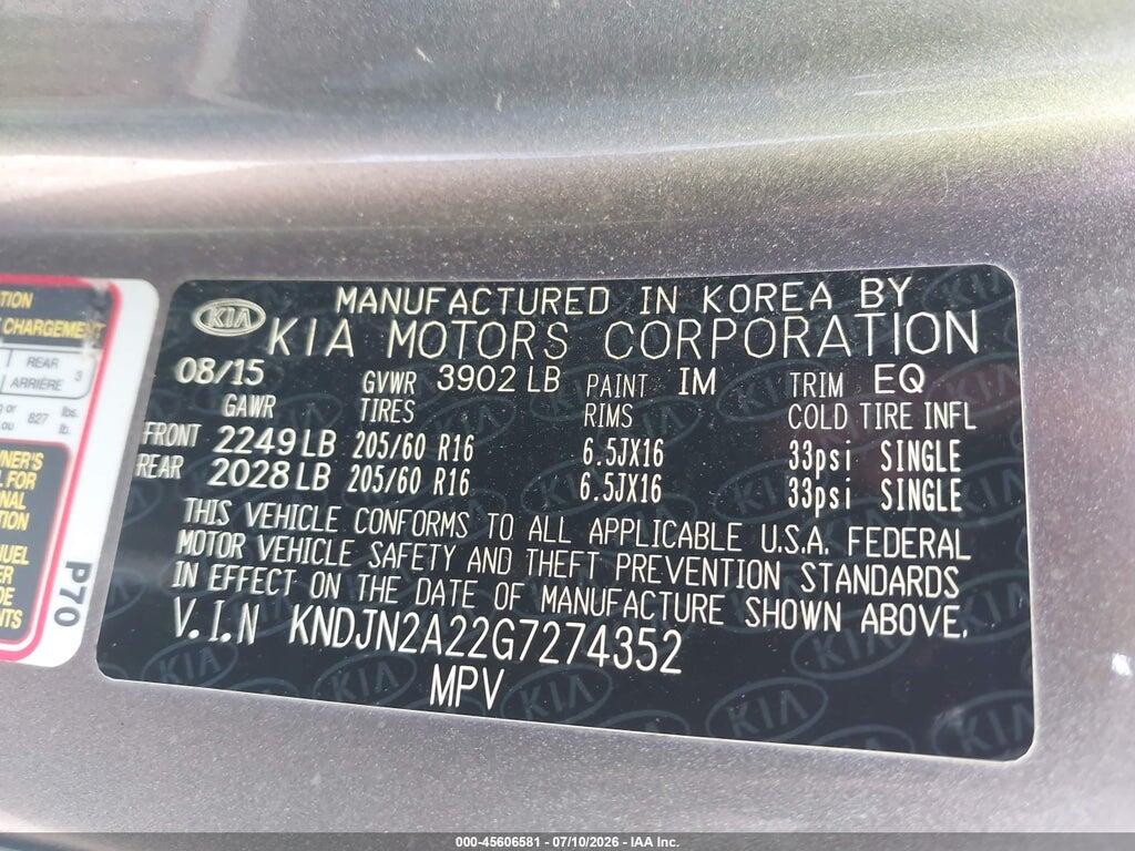 KNDJN2A22G7274352 2016 KIA SOUL photo no. 9