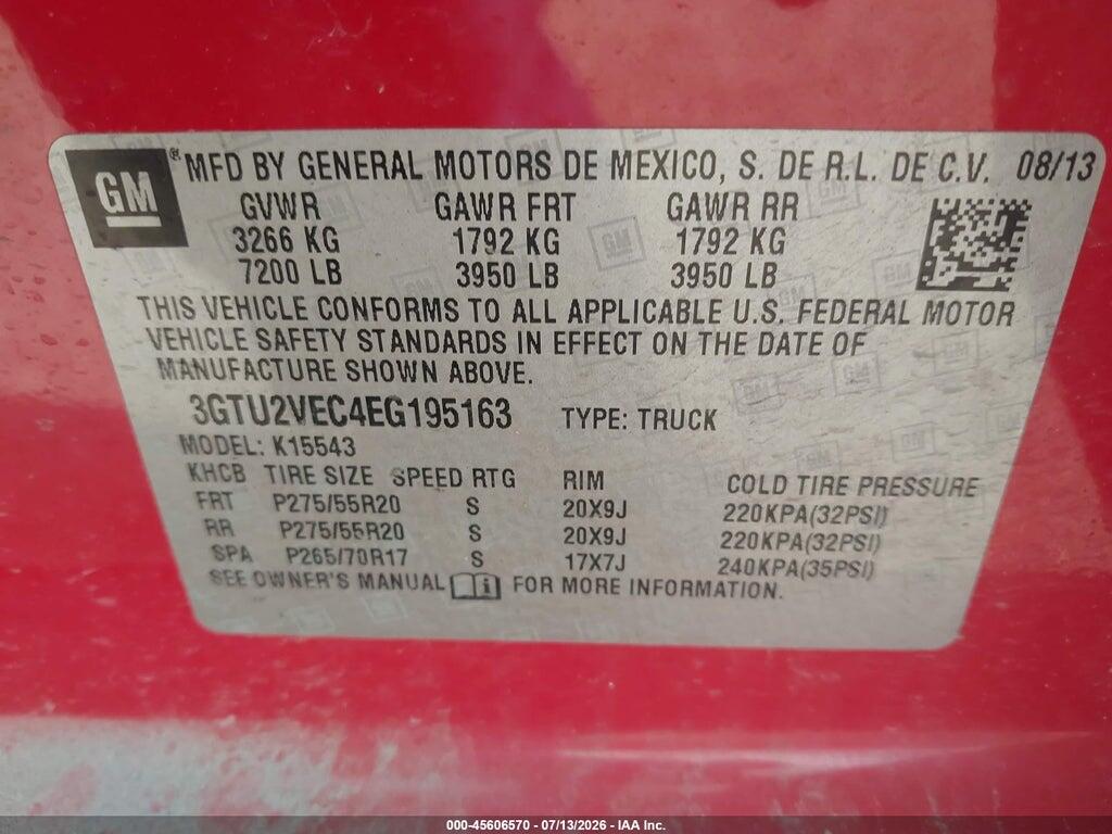 3GTU2VEC4EG195163 2014 GMC SIERRA 1500 photo no. 9