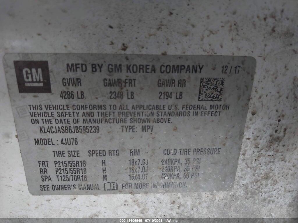 KL4CJASB6JB595239 2018 BUICK ENCORE photo no. 9