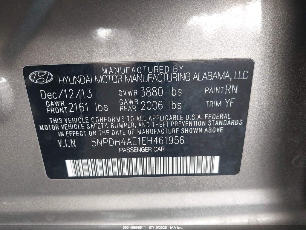 5NPDH4AE1EH461956 2014 HYUNDAI ELANTRA photo no. 9