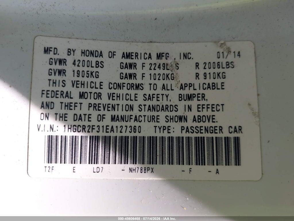 1HGCR2F31EA127360 2014 HONDA ACCORD photo no. 9