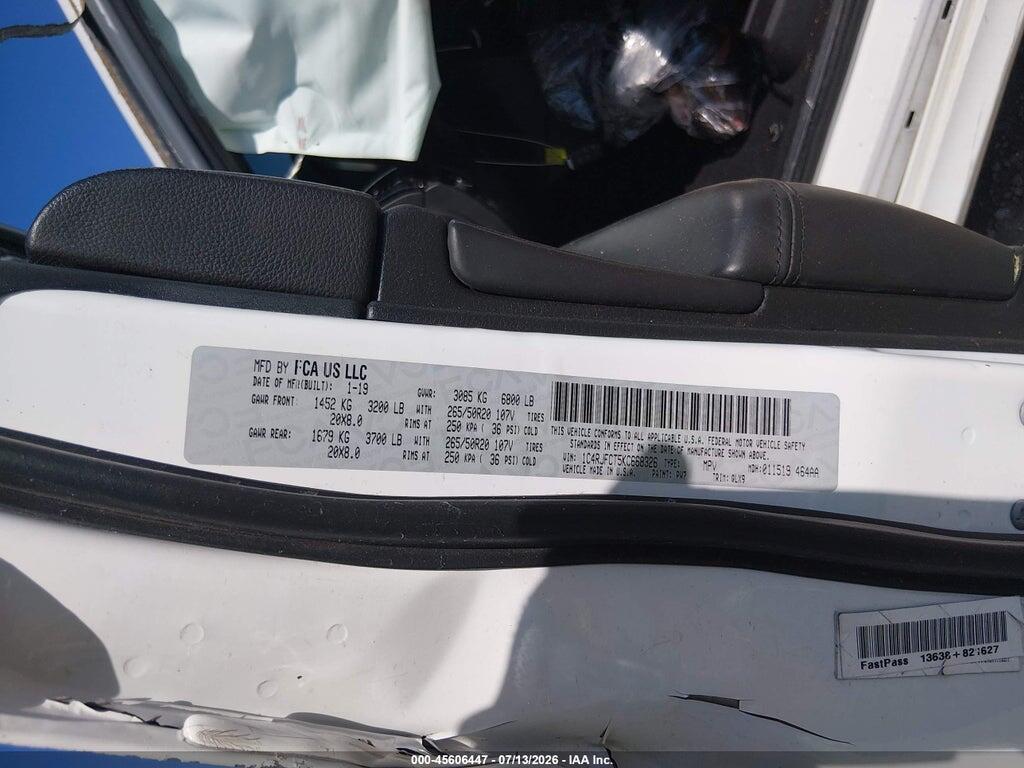 1C4RJFCT5KC668326 2019 JEEP GRAND CHEROKEE photo no. 9