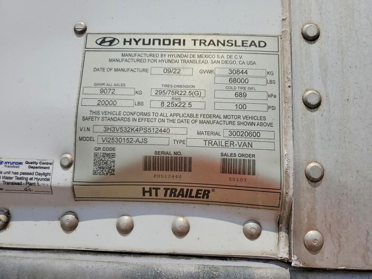 2023 HYUNDAI TRANSLEAD VI2530152-AJS DRY VAN TRAILER — Фото 8 из 8