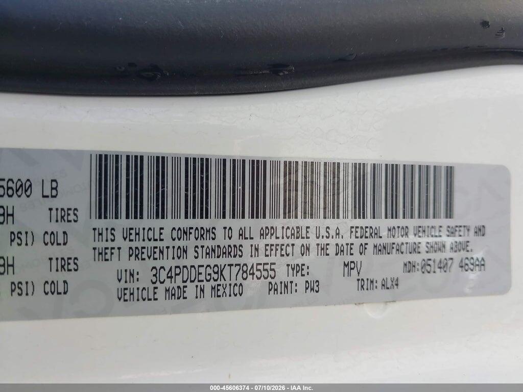 3C4PDDEG9KT784555 2019 DODGE JOURNEY photo no. 9