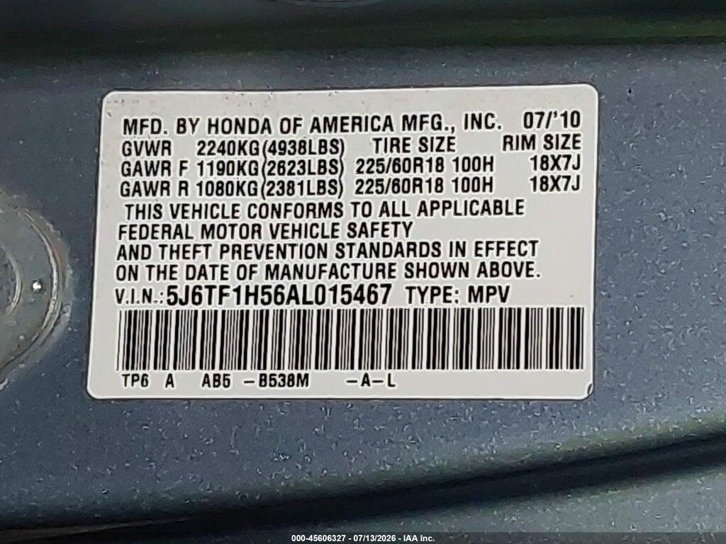 5J6TF1H56AL015467 2010 HONDA ACCORD CROSSTOUR photo no. 9