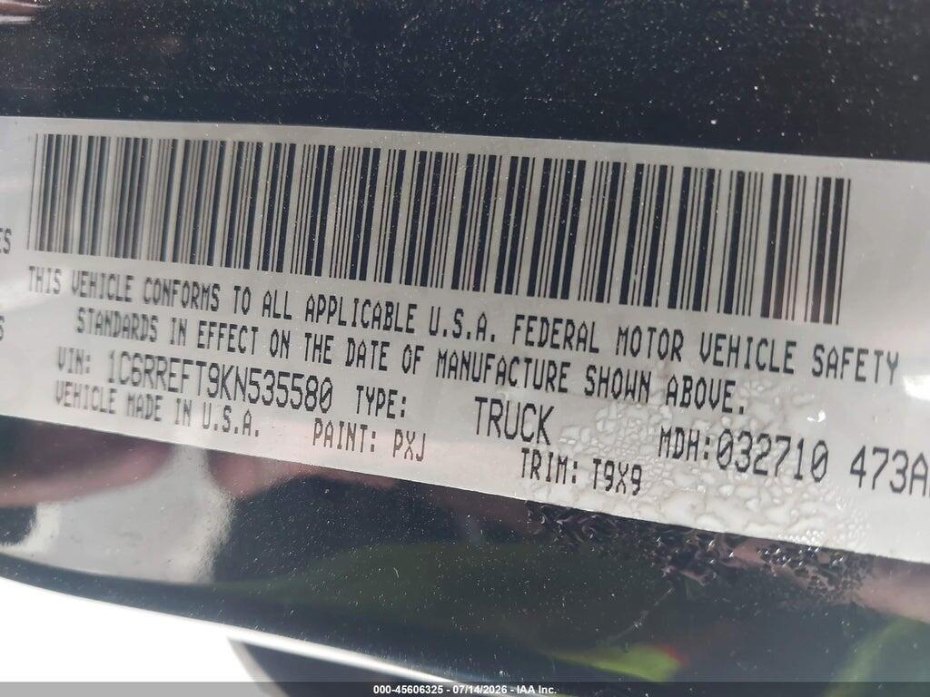 1C6RREFT9KN535580 2019 RAM 1500 photo no. 9