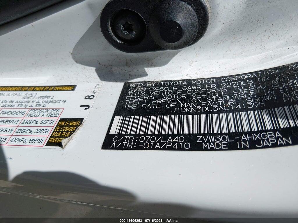 JTDKN3DU3A0141395 2010 TOYOTA PRIUS photo no. 9