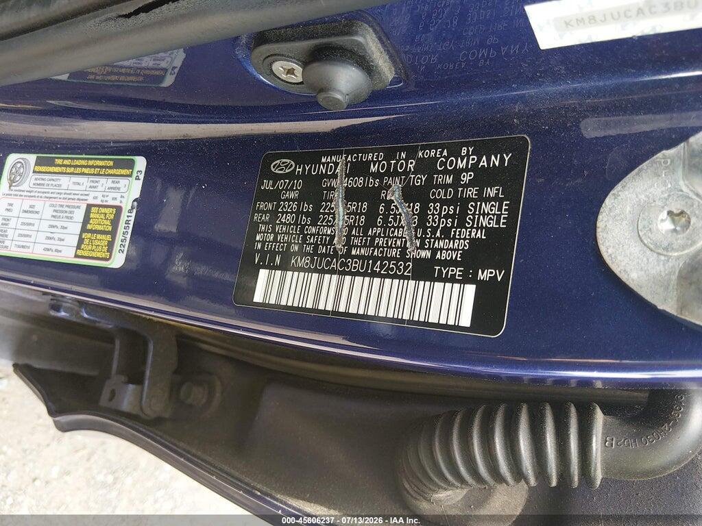 KM8JUCAC3BU142532 2011 HYUNDAI TUCSON photo no. 9