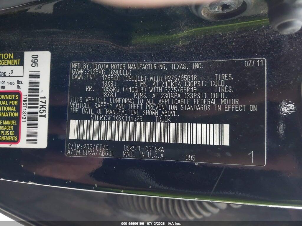 5TFRY5F1XBX114529 2011 TOYOTA TUNDRA photo no. 9