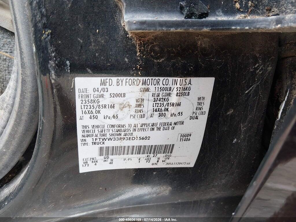 1FTWW33P93ED15602 2003 FORD F-350 photo no. 8