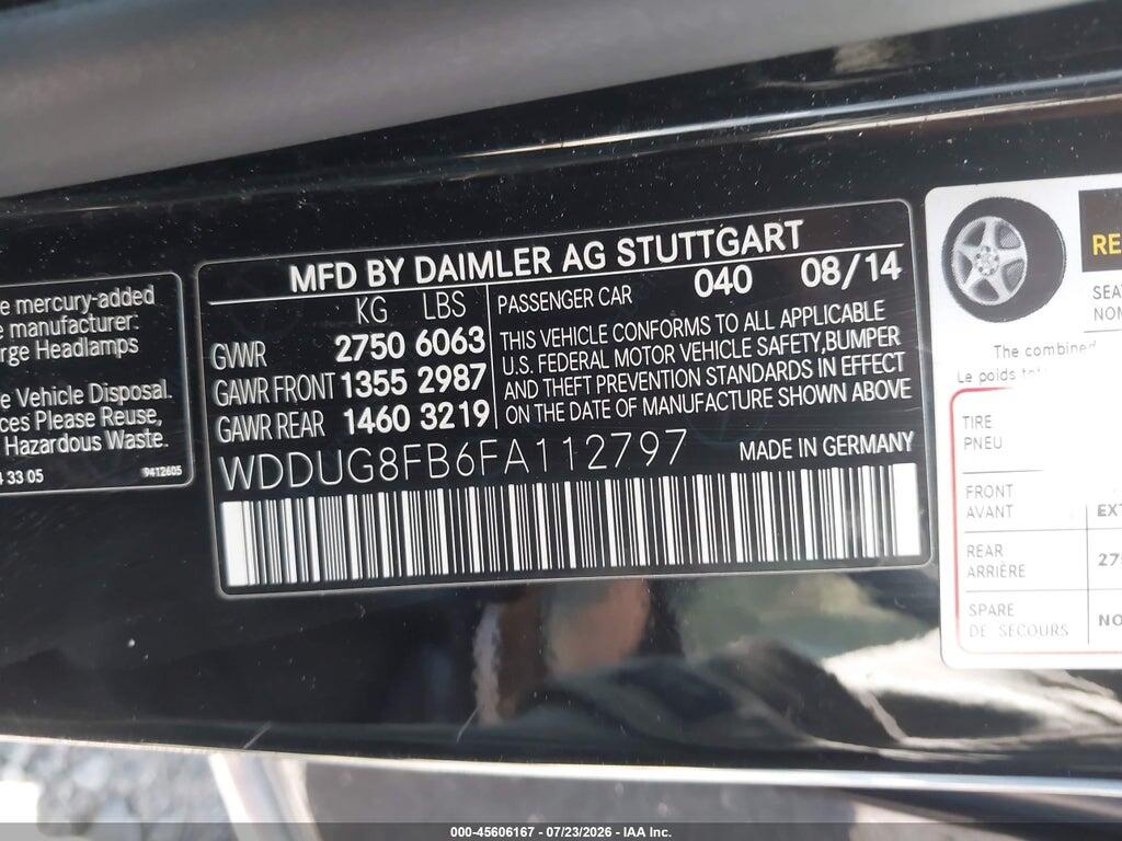 WDDUG8FB6FA112797 2015 MERCEDES-BENZ S 550 photo no. 9
