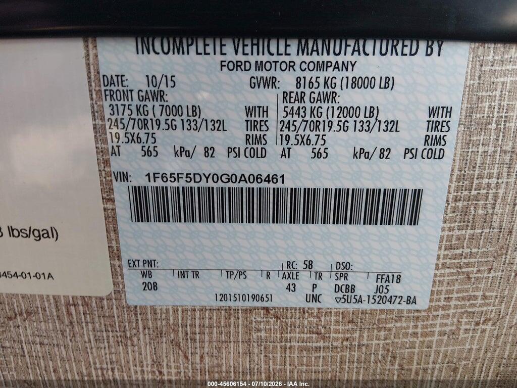 1F65F5DY0G0A06461 2016 FORD F53 photo no. 9