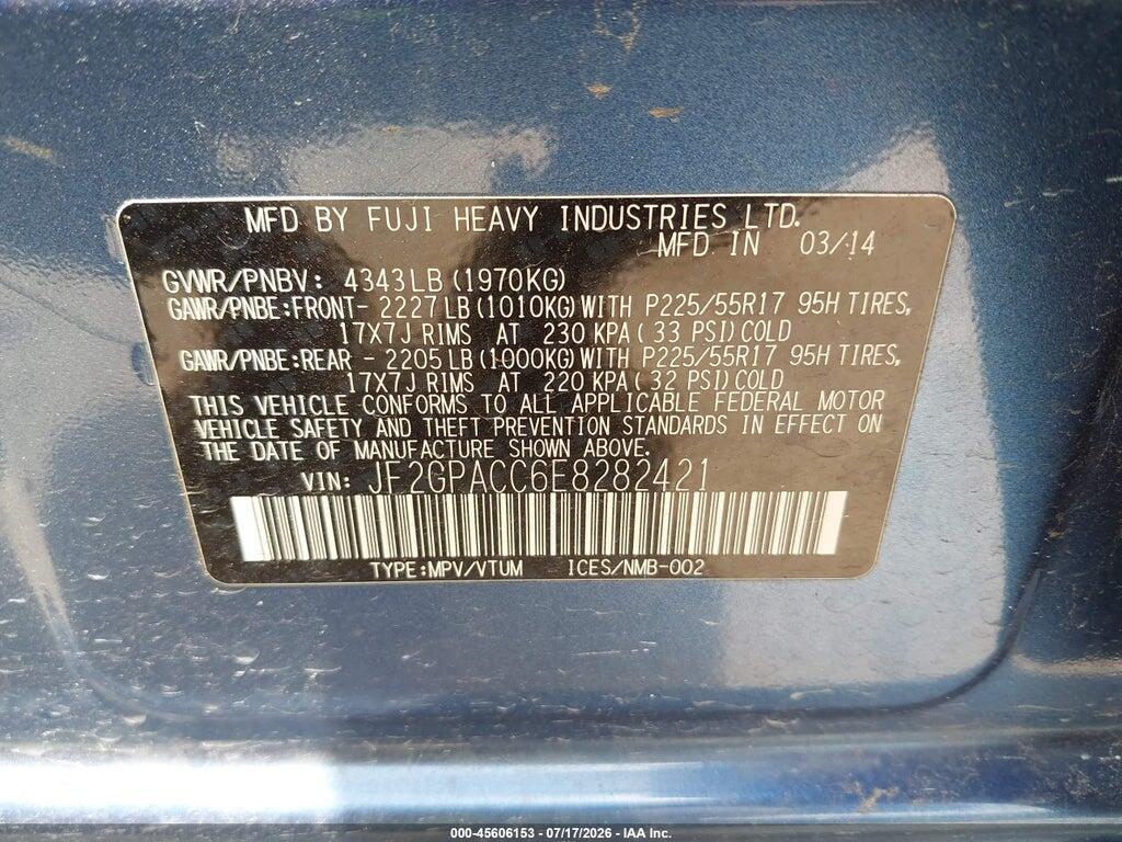 JF2GPACC6E8282421 2014 SUBARU XV CROSSTREK photo no. 9