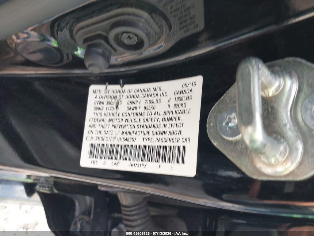 2HGFC1F32GH648357 2016 HONDA CIVIC photo no. 9