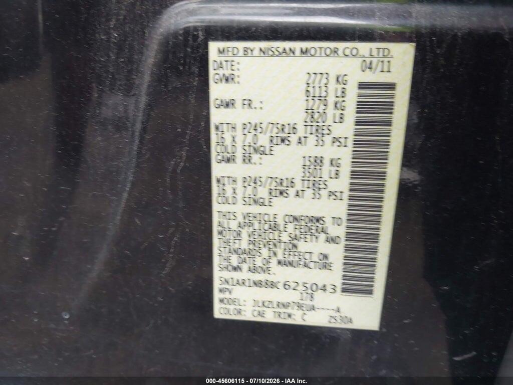 5N1AR1NB8BC625043 2011 NISSAN PATHFINDER photo no. 9