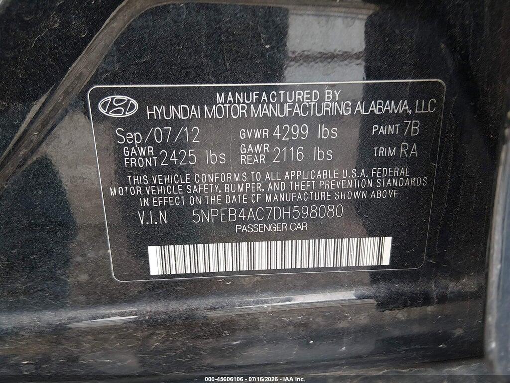 5NPEB4AC7DH598080 2013 HYUNDAI SONATA photo no. 9
