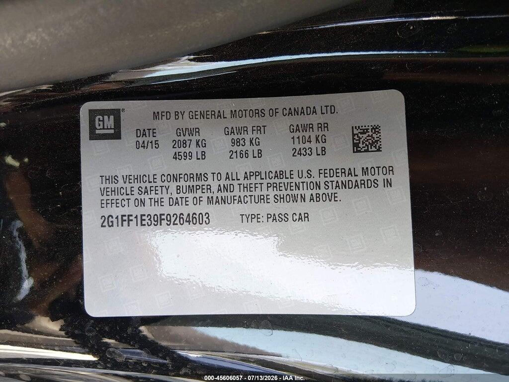 2G1FF1E39F9264603 2015 CHEVROLET CAMARO photo no. 9