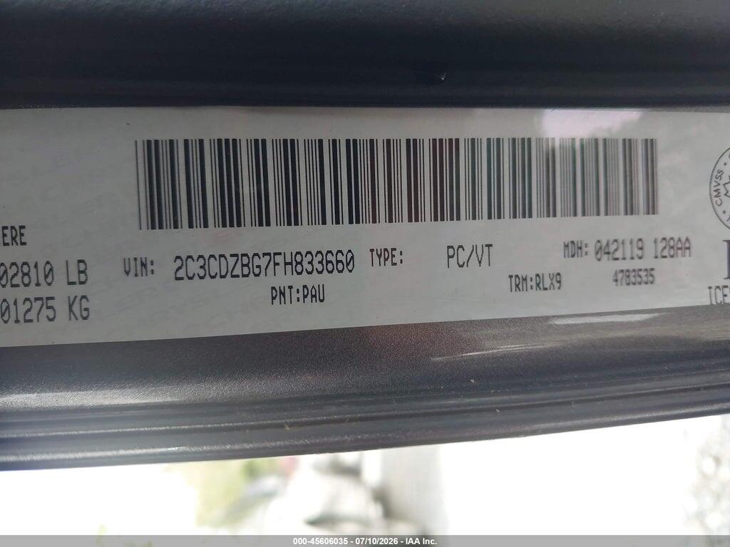 2C3CDZBG7FH833660 2015 DODGE CHALLENGER photo no. 9