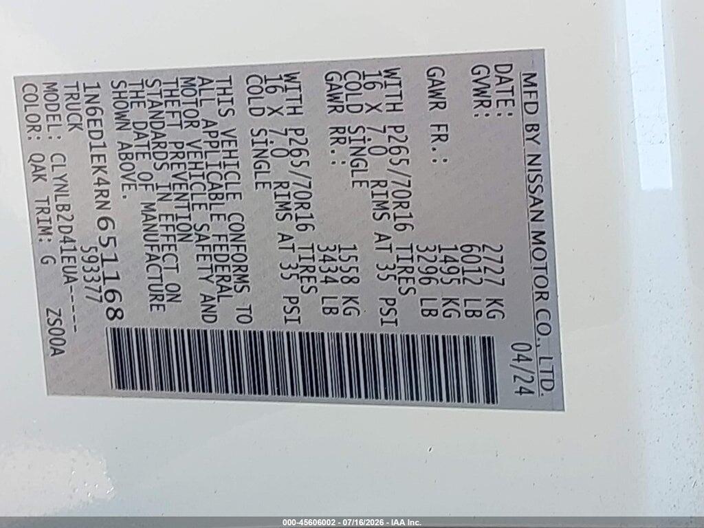 1N6ED1EK4RN651168 2024 NISSAN FRONTIER photo no. 9