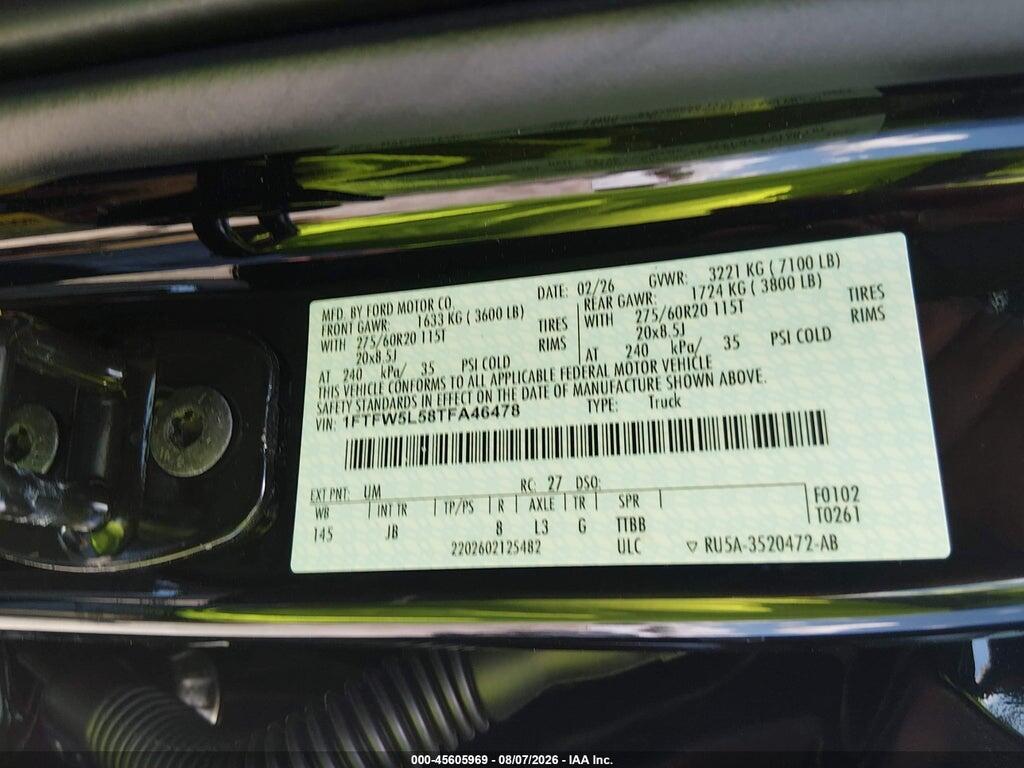 1FTFW5L58TFA46478 2026 FORD F-150 photo no. 9