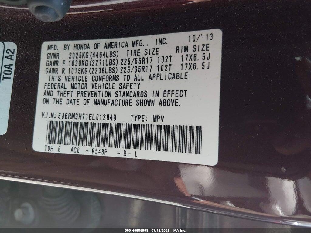 5J6RM3H71EL012849 2014 HONDA CR-V photo no. 9