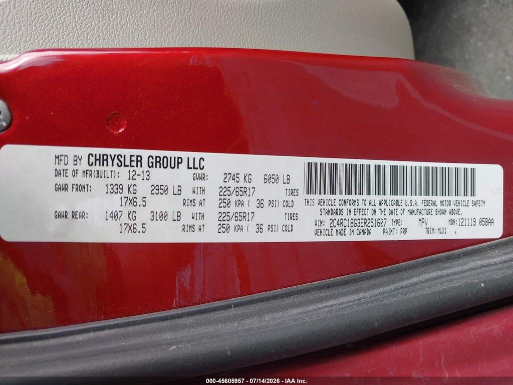 2C4RC1BG3ER251607 2014 CHRYSLER TOWN & COUNTRY photo no. 9