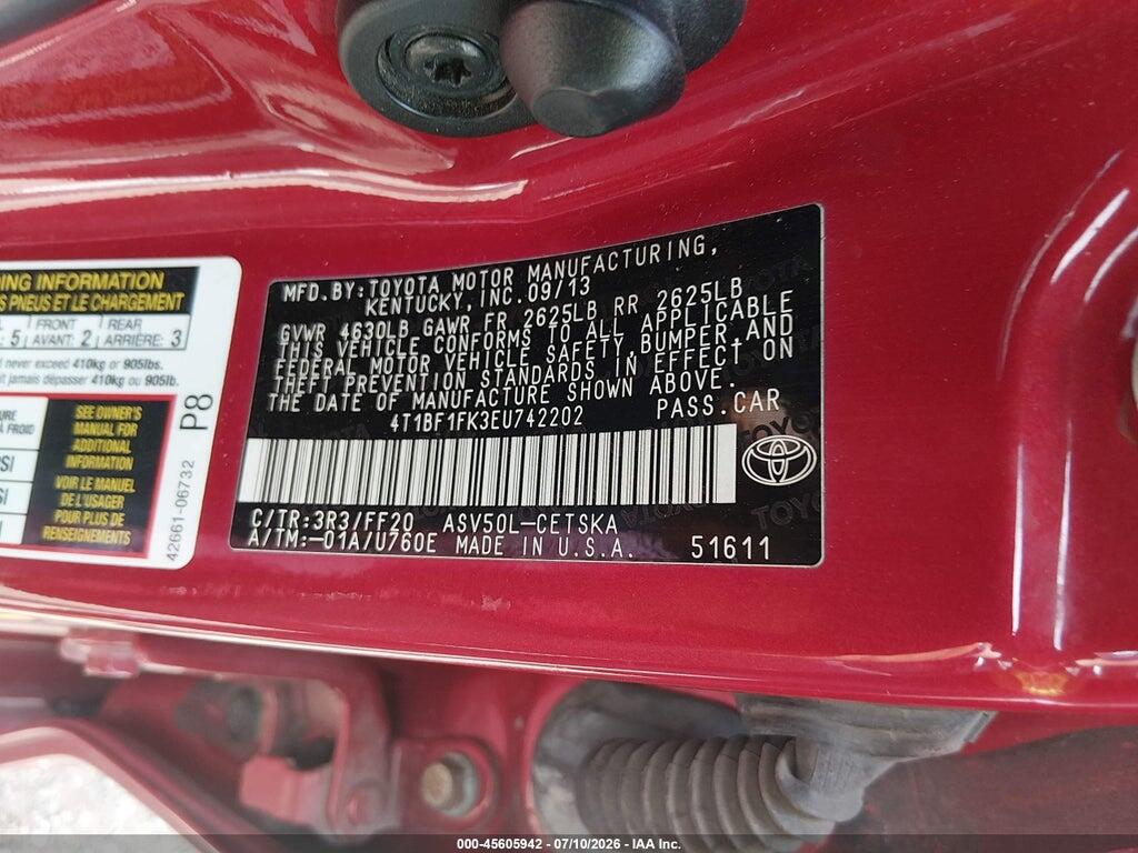 4T1BF1FK3EU742202 2014 TOYOTA CAMRY photo no. 9