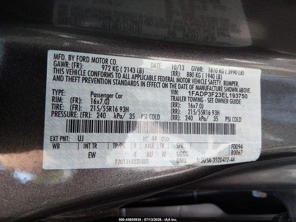 1FADP3F23EL193750 2014 FORD FOCUS photo no. 9